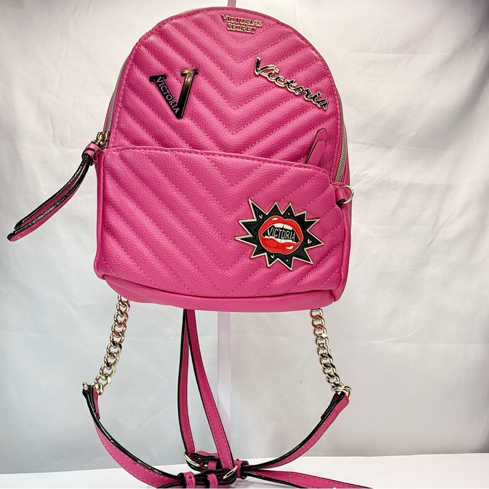 Victoria's Secret Vibrant Pink Quilted Backpack NWOT - Picture 3 of 16